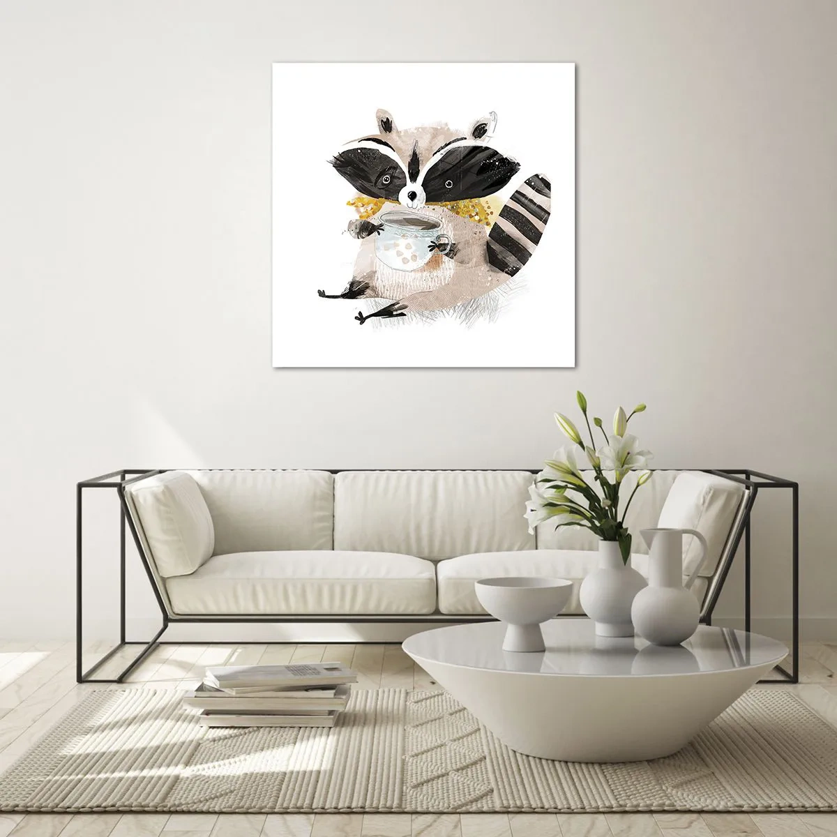 Impression sur verre - Image sur verre - Mon ami le raton laveur - 70x70 cm