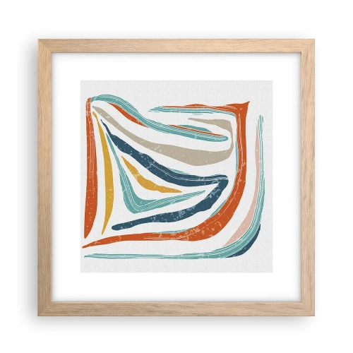 Affiche dans un chêne clair - Poster - Abstraction avec un sourire amical - 30x30 cm