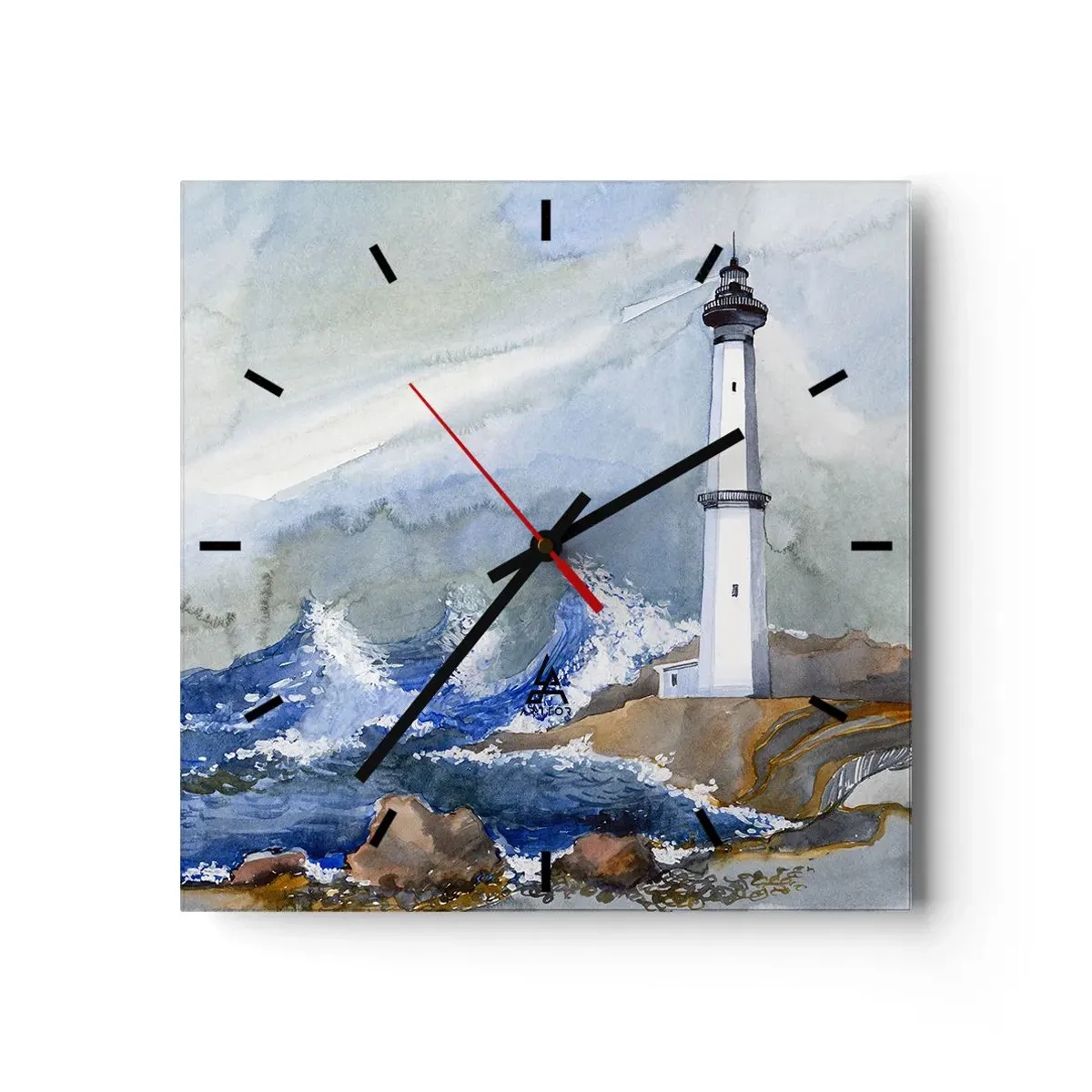 Horloge murale - Pendule murale - Un phare sur un rivage rocheux avec une mer agitée - 30x30cm - Contre l'obscurité et la tempête - Décoration murale moderne pour le salon et la chambre ARTTOR