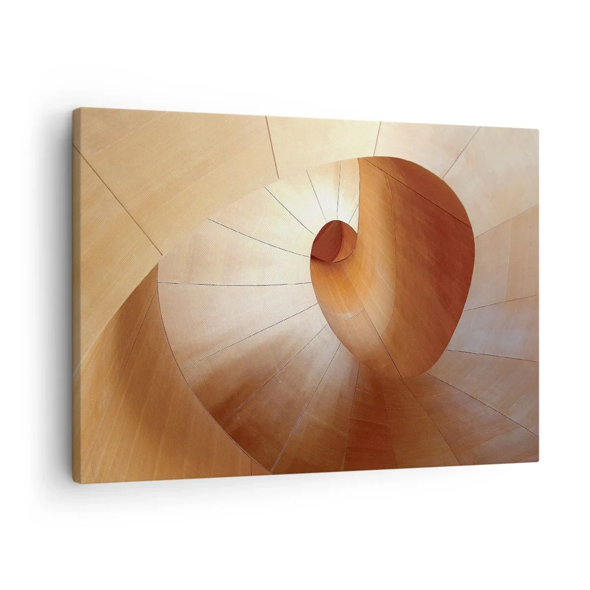 Impression sur toile - Image sur toile - Spirale abstraite dans les tons bois et marron clair - 70x50cm - Serpentin architectural - Décoration murale moderne pour le salon et la chambre ARTTOR
