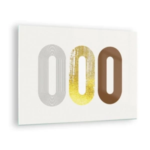 Impression sur verre - Image sur verre - Graphismes géométriques modernes en or et bronze - 70x50cm - Ooo! - Décoration murale moderne pour le salon et la chambre ARTTOR