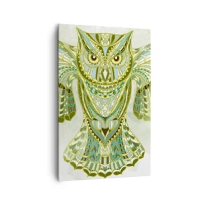 Impression sur toile - Image sur toile - Chouette décorative dans les tons de bleu - 80x120cm - D'un bosquet sacré celtique - Décoration murale moderne pour le salon et la chambre ARTTOR