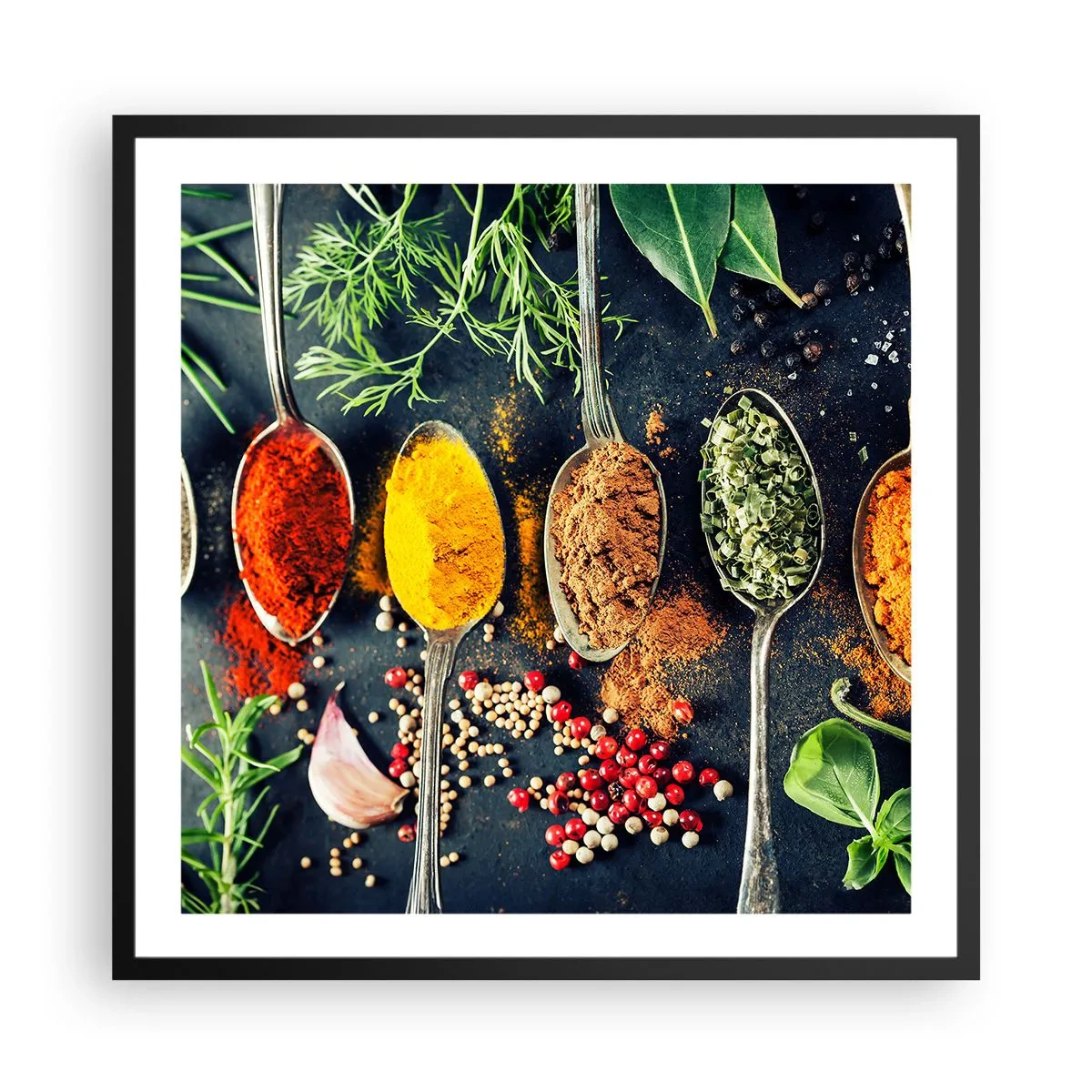 Affiche dans un cadre noir - Poster - Magie culinaire - 60x60 cm