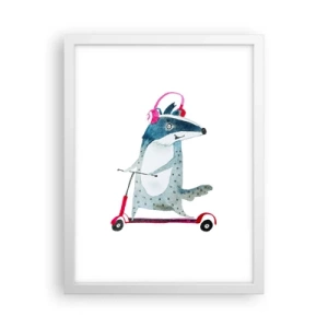 Affiche dans un cadre blanc - Poster - La joie du blaireau - 30x40 cm