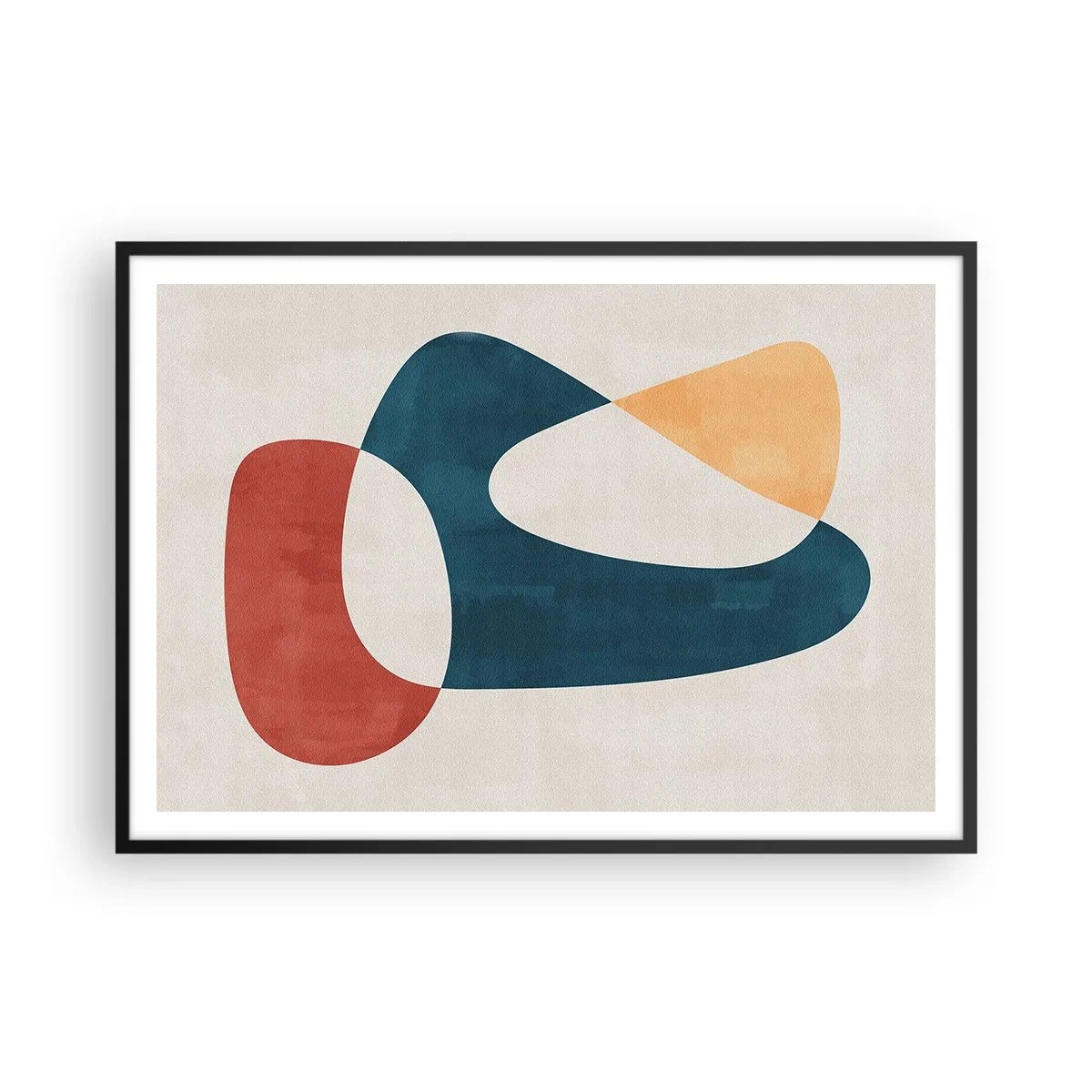 Affiche dans un cadre noir - Poster - Formes abstraites aux couleurs harmonieuses - 100x70cm - Influences et métamorphoses - Décoration murale moderne pour le salon et la chambre ARTTOR