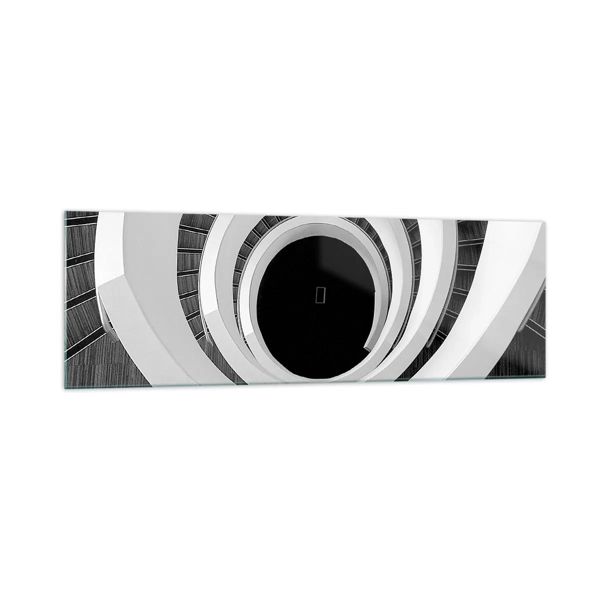 Impression sur verre - Image sur verre - Escalier en colimaçon noir et blanc de style moderne - 160x50cm - Les choses concrêtes - Décoration murale moderne pour le salon et la chambre ARTTOR