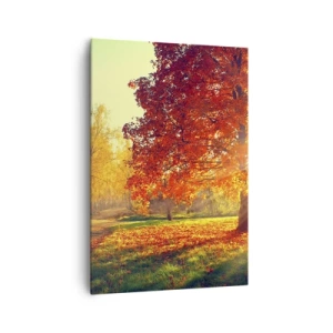 Impression sur toile - Image sur toile - Parc d'automne illuminé par la lumière du soleil - 70x100cm - Le roux est beau - Décoration murale moderne pour le salon et la chambre ARTTOR