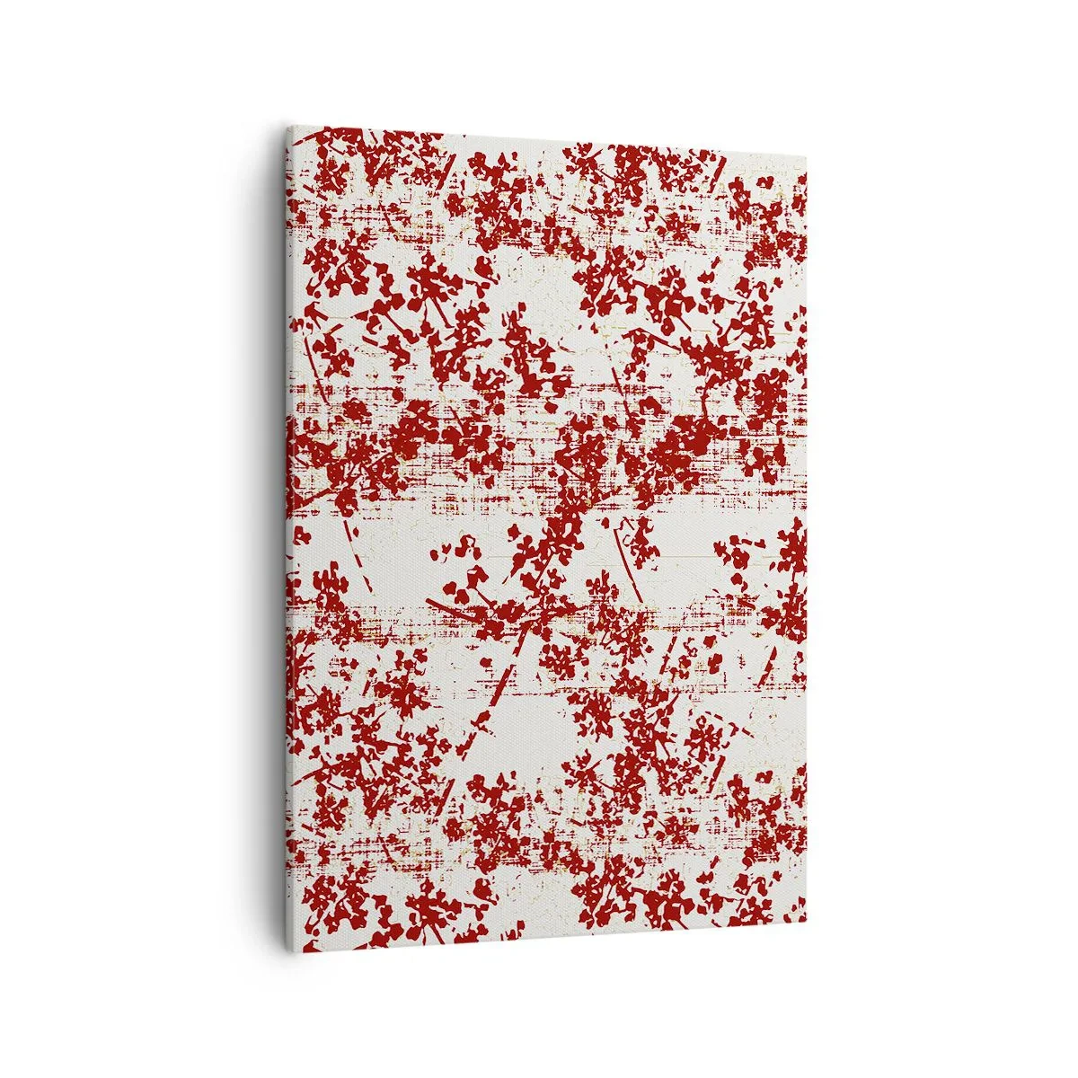 Impression sur toile - Image sur toile - Fleurs rouges sur fond blanc dans un style artistique - 50x70cm - Comme un calicot ancien - Décoration murale moderne pour le salon et la chambre ARTTOR