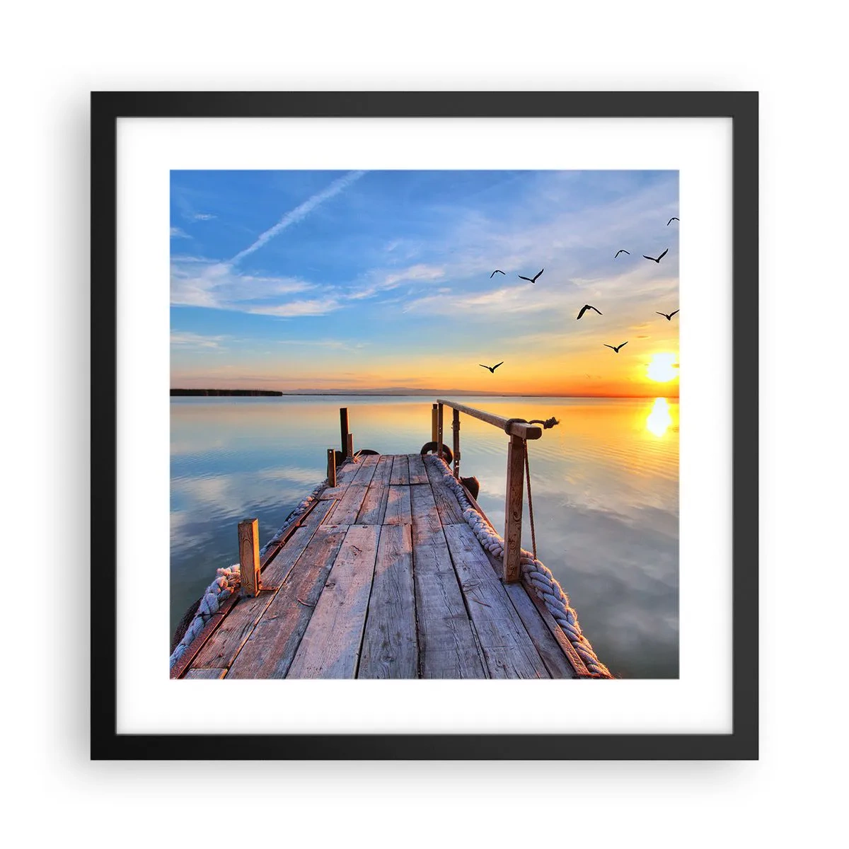 Affiche dans un cadre noir - Poster - Marcher droit vers le soleil - 40x40 cm