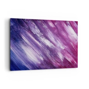 Impression sur toile - Image sur toile - Coups de pinceau abstraits dans des tons de violet et de rose - 100x70cm - Quand le vent ensoleillé souffle - Décoration murale moderne pour le salon et la chambre ARTTOR