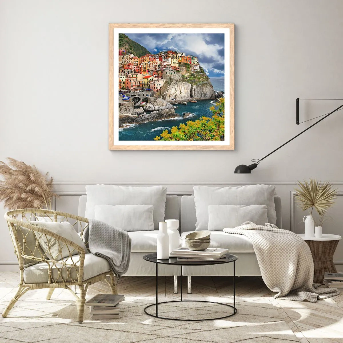 Affiche dans un chêne clair - Poster - Un groupe embrassant les rochers - 60x60 cm