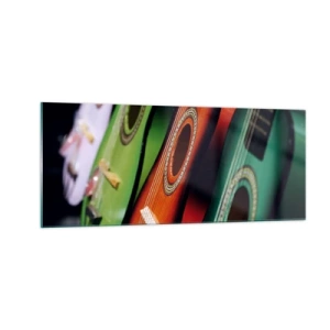 Impression sur verre - Image sur verre - La guitare a plusieurs couleurs - 100x40 cm