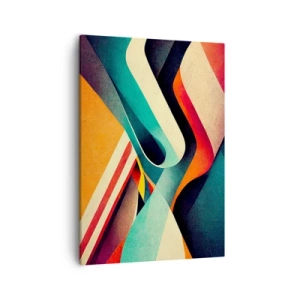 Impression sur toile - Image sur toile - Vagues abstraites colorées dans une composition dynamique - 50x70cm - Composition intense - Décoration murale moderne pour le salon et la chambre ARTTOR