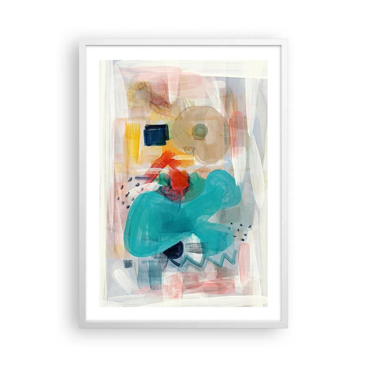Affiche dans un cadre blanc - Poster - Jeu de couleurs - 50x70 cm