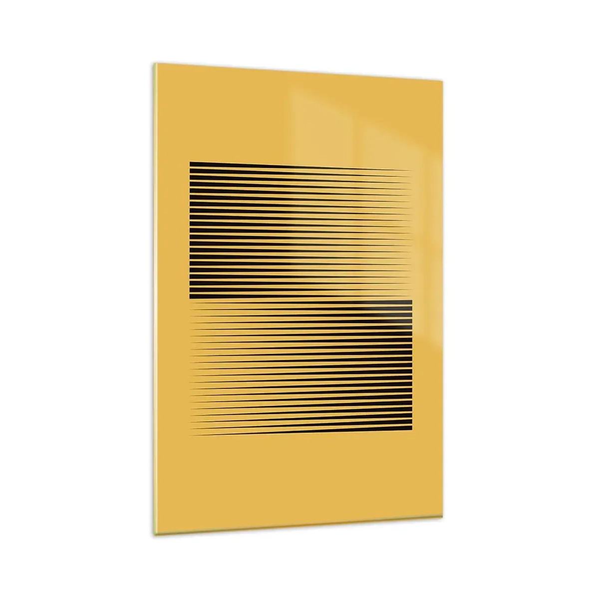 Impression sur verre - Image sur verre - Lignes noires verticales sur fond jaune - 80x120cm - Cadre opposé - Décoration murale moderne pour le salon et la chambre ARTTOR