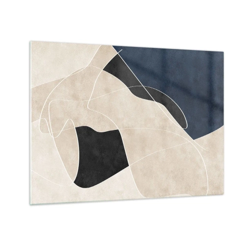 Impression sur verre - Image sur verre - Abstraction moderne aux formes et lignes contrastées - 70x50cm - Composition abstraite - contraste de couleurs - Décoration murale moderne pour le salon et la chambre ARTTOR