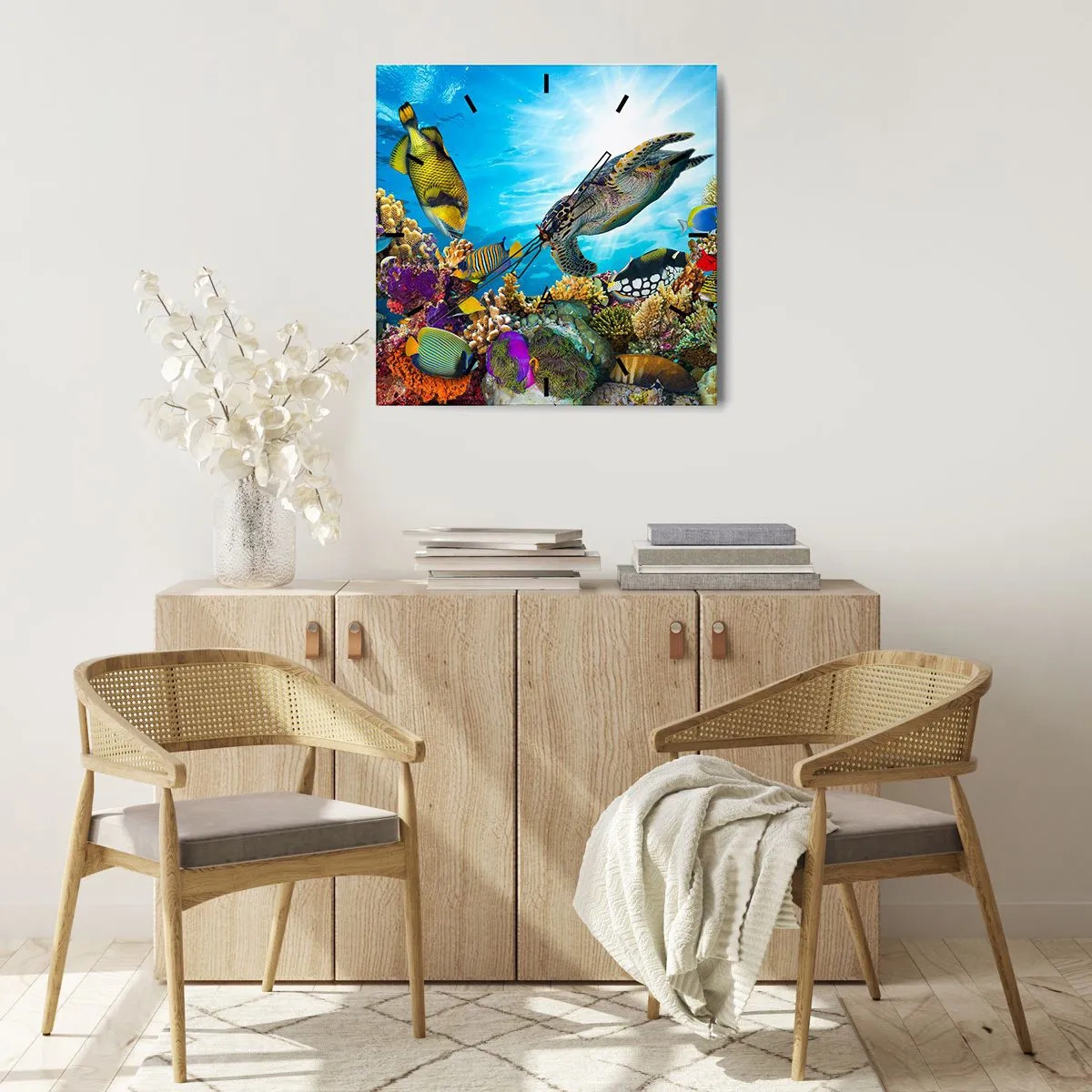 Horloge murale - Pendule murale - Promenade de corail - 30x30 cm