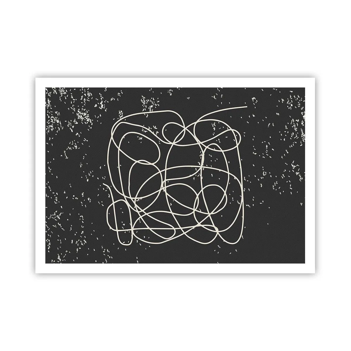 Affiche - Poster - Ligne abstraite sur fond noir avec des détails fins - 100x70cm - Errance des pensées - Décoration murale moderne pour le salon et la chambre ARTTOR