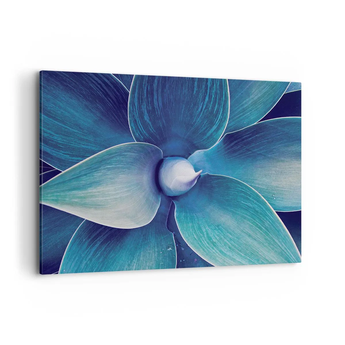 Impression sur toile - Image sur toile - Gros plan d'une fleur abstraite dans des tons de bleu - 100x70cm - Le bleu du ciel - Décoration murale moderne pour le salon et la chambre ARTTOR
