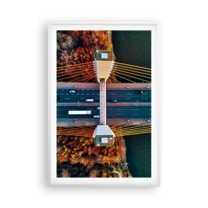 Affiche dans un cadre blanc - Poster - Au dessus de l'eau et de la forêt - 61x91 cm