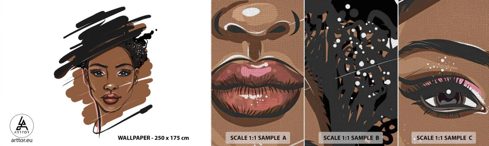 Échantillon de Papier Peint Premium Canvas - Doux comme le chocolat - Femme, Mode, Portrait d'une femme - 100x30 cm