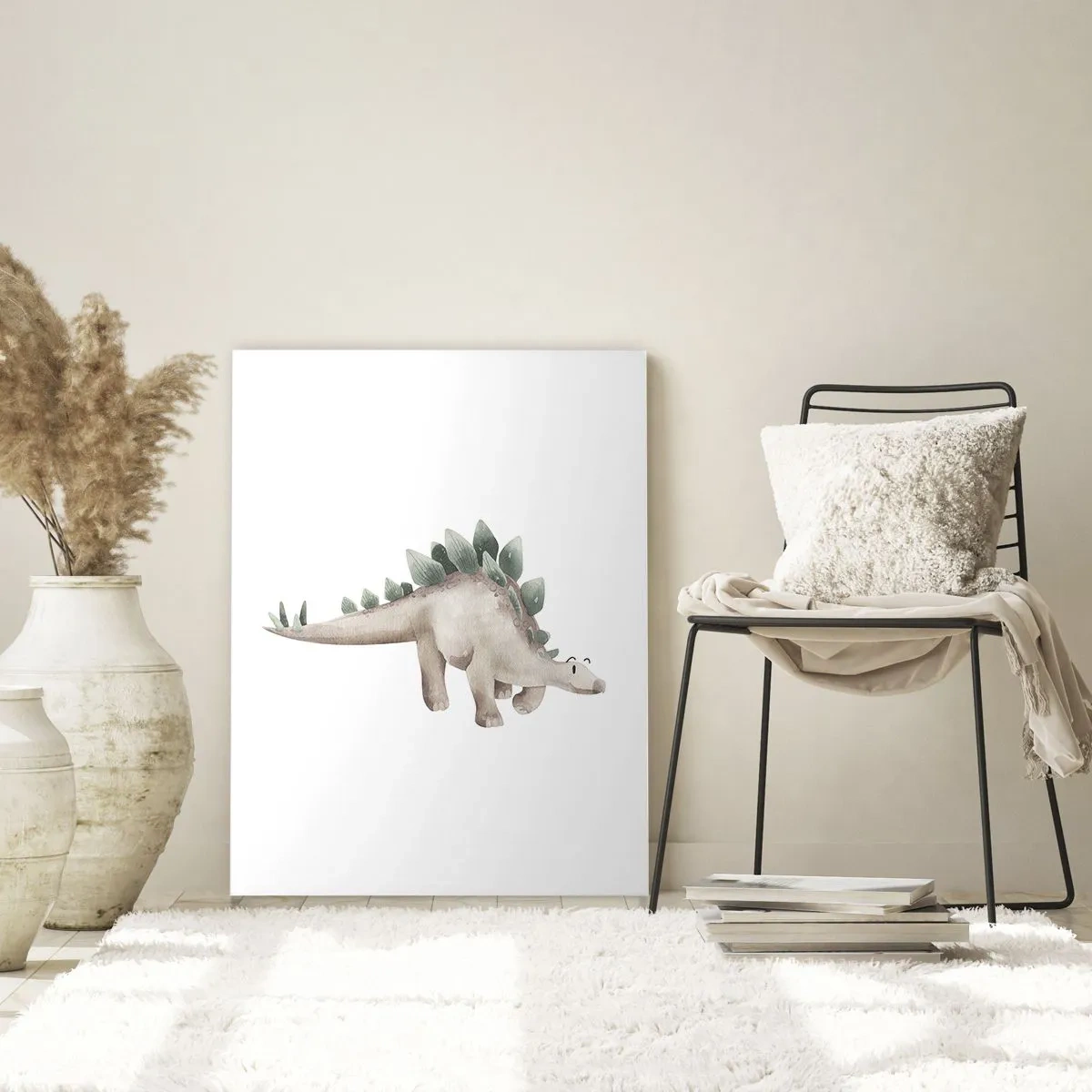 Impression sur verre - Image sur verre - Un dinosaure mignon aux couleurs pastel - 70x100cm - Votre ami - Décoration murale moderne pour le salon et la chambre ARTTOR