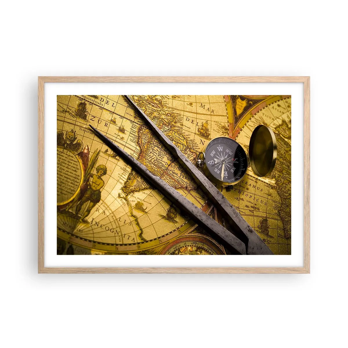 Affiche dans un chêne clair - Poster - Où sont ces trésors? - 70x50 cm