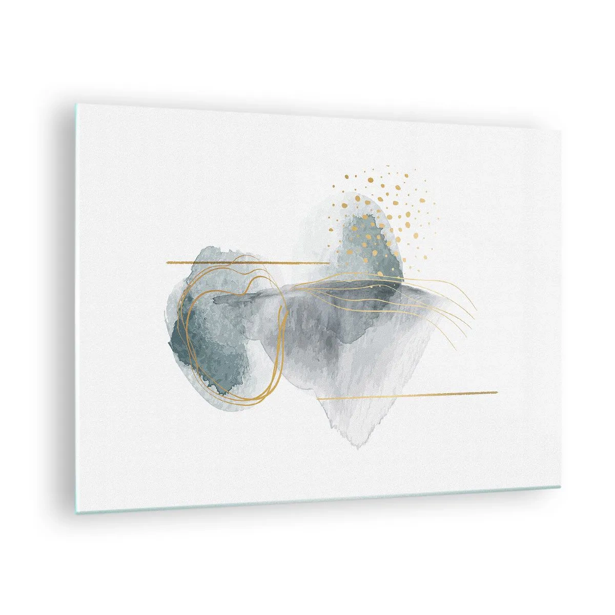 Impression sur verre - Image sur verre - Une composition abstraite de gris avec des accents dorés - 70x50cm - À propos de la relation entre le gris et l'or - Décoration murale moderne pour le salon et la chambre ARTTOR