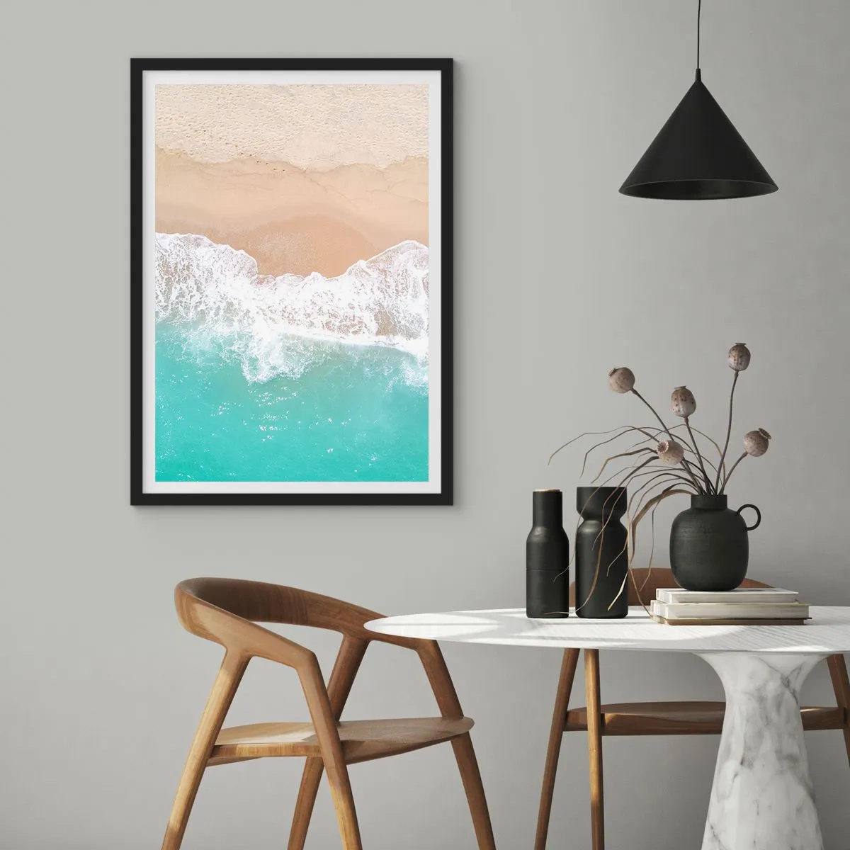 Affiche dans un cadre noir - Poster - Caresse de l'océan - 70x100 cm