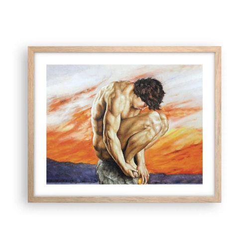 Affiche dans un chêne clair - Poster - Plongé dans ses pensées - 50x40 cm