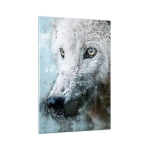Impression sur verre - Image sur verre - Portrait à l'aquarelle d'un loup - 70x100cm - Rencontrez l'âme du loup - Décoration murale moderne pour le salon et la chambre ARTTOR