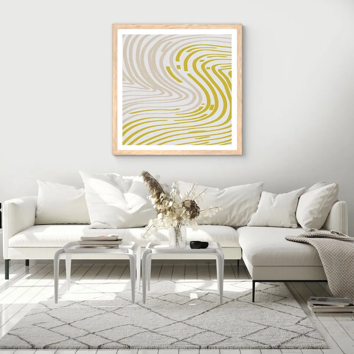 Affiche dans un chêne clair - Poster - Une composition au léger virage - 50x50 cm