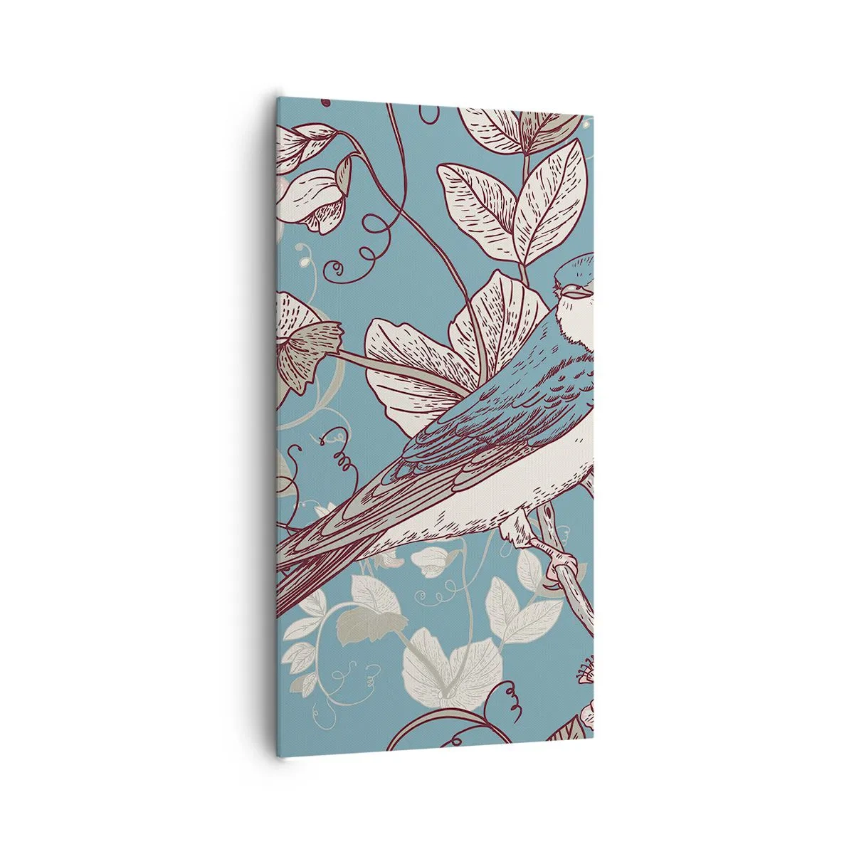 Impression sur toile - Image sur toile - Dans le bois blanc du rouge et de l'argent - 65x120 cm