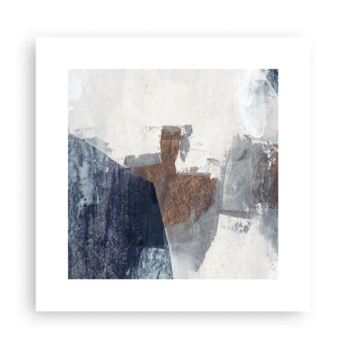 Affiche - Poster - Formes bleues et brunes - 30x30 cm