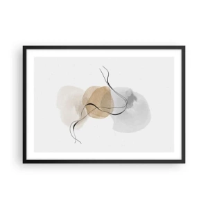 Affiche dans un cadre noir - Poster - Abstraction minimaliste dans les tons beige et gris - 70x50cm - Perles d'air - Décoration murale moderne pour le salon et la chambre ARTTOR
