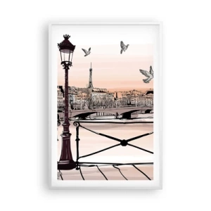 Affiche dans un cadre blanc - Poster - Sur les toits de Paris - 61x91 cm