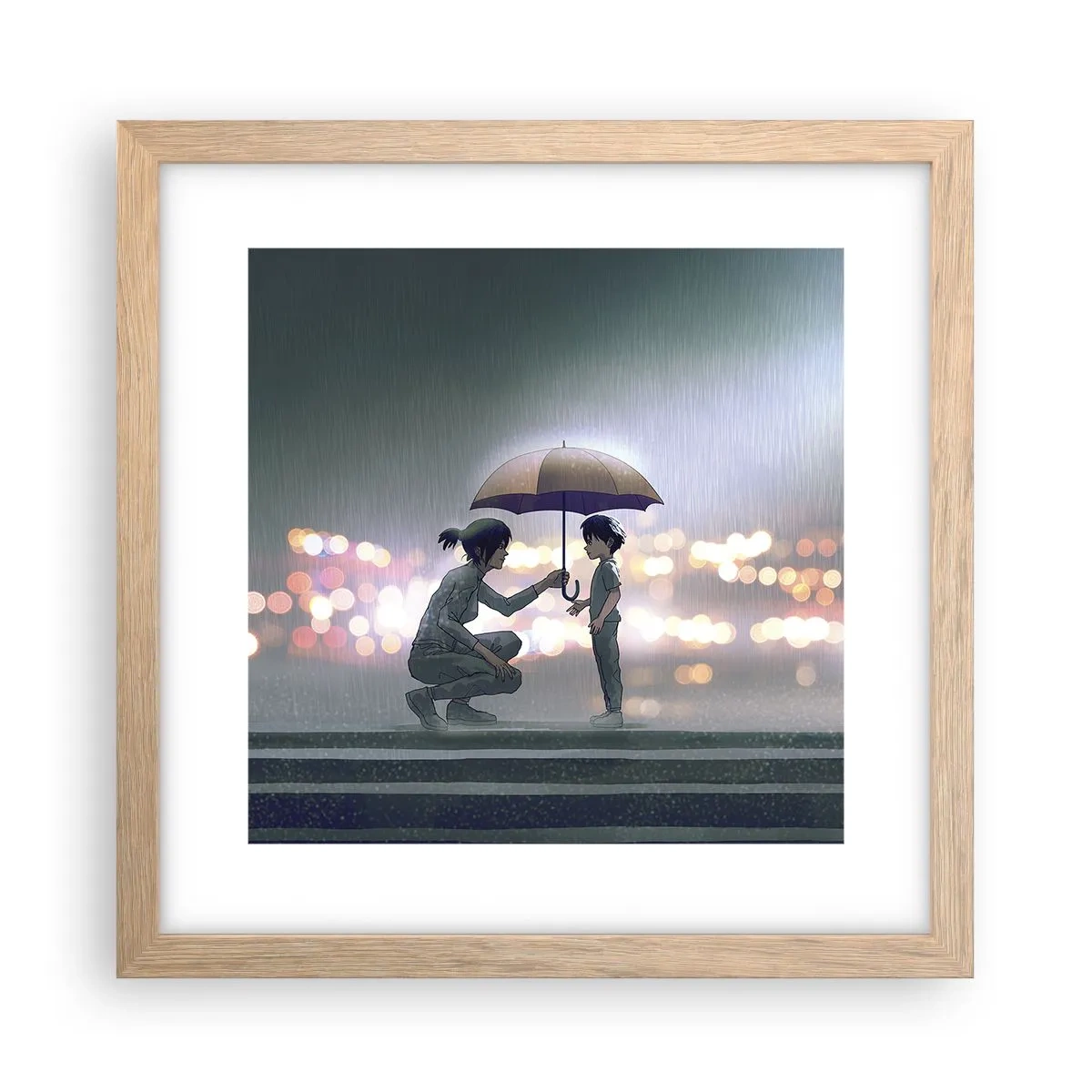 Affiche dans un chêne clair - Poster - Et maintenant, tout va bien - 30x30 cm