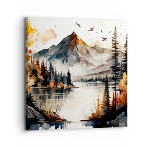 Impression sur toile - Image sur toile - Automne doré dans les montagnes - 30x30 cm