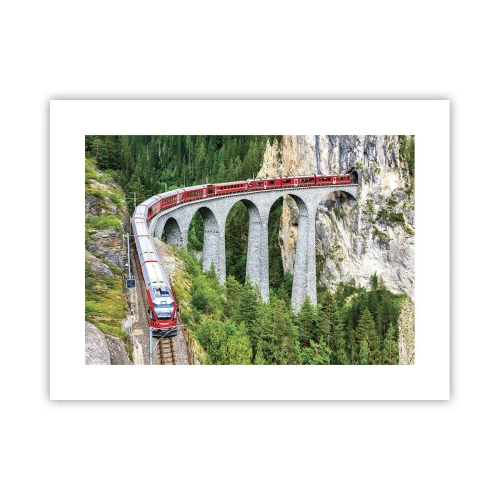 Affiche - Poster - Chemin de fer avec vue sur la montagne - 40x30 cm
