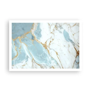 Affiche - Poster - Motifs en marbre bleu et blanc avec des veines dorées ajoutées - 100x70cm - Richesse en pierre - Décoration murale moderne pour le salon et la chambre ARTTOR
