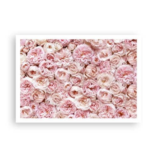 Affiche - Poster - Des roses délicates dans des tons de rose sur toute la surface - 100x70cm - Un lit de roses - Décoration murale moderne pour le salon et la chambre ARTTOR