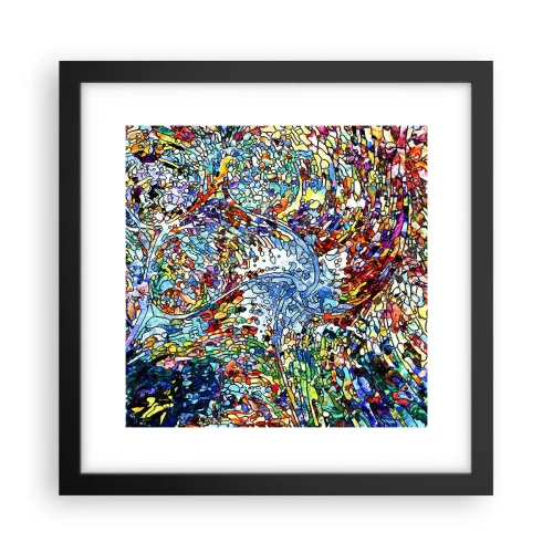 Affiche dans un cadre noir - Poster - Goutte de vitrail - 30x30 cm
