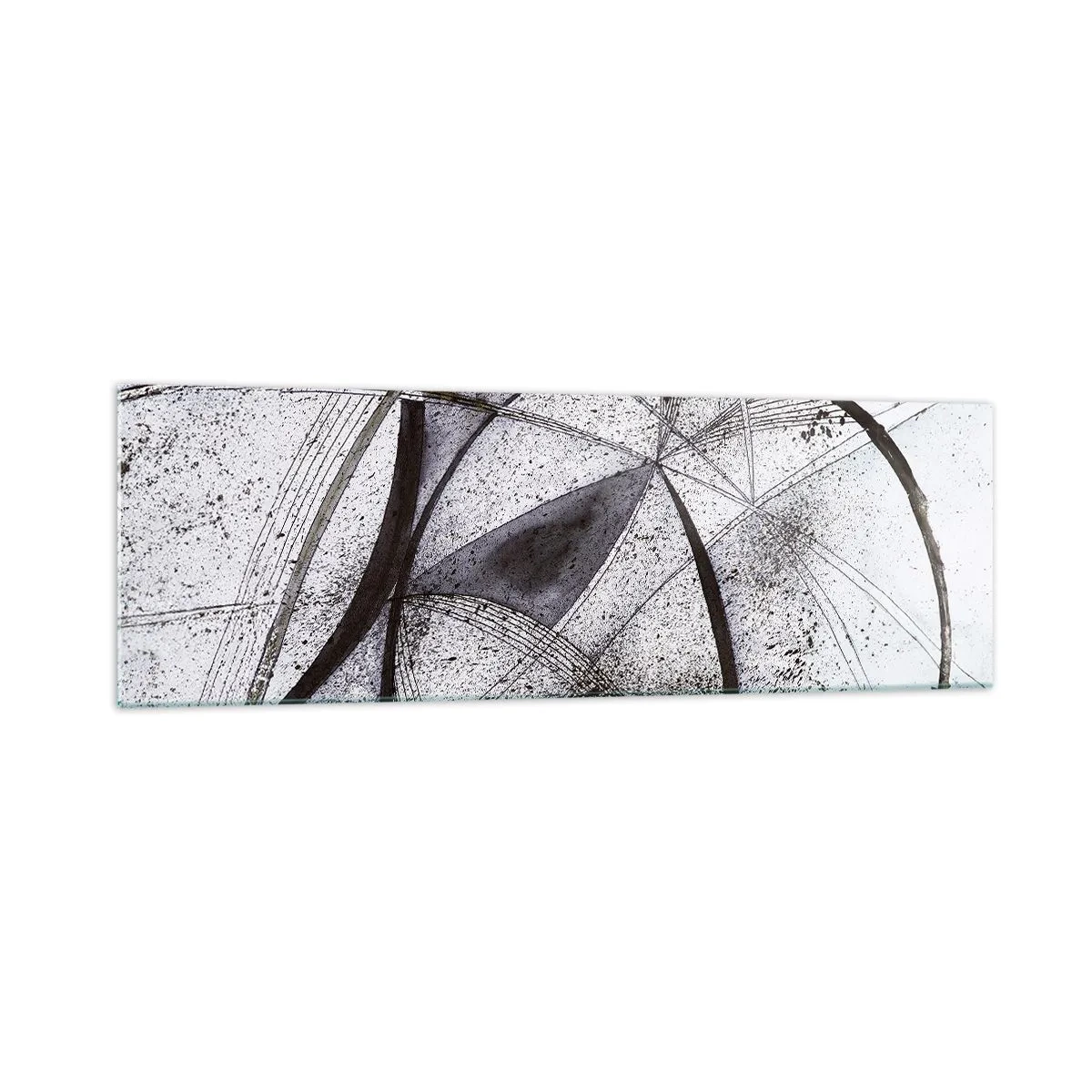 Impression sur verre - Image sur verre - Lignes et formes abstraites dans des tons de gris et de noir - 160x50cm - Fantaisie futuriste - Décoration murale moderne pour le salon et la chambre ARTTOR