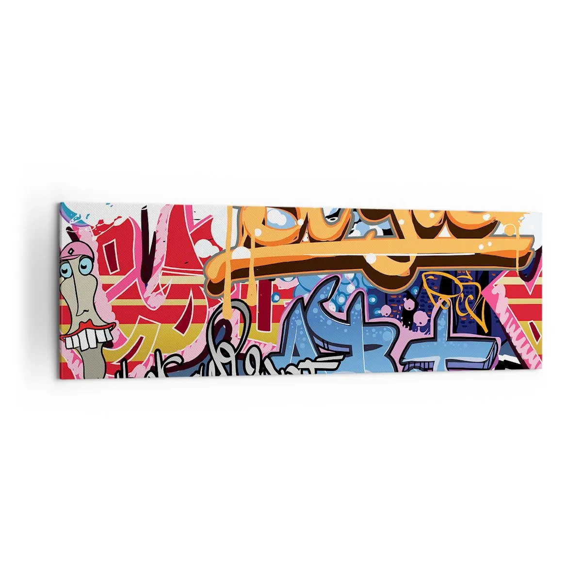 Impression sur toile - Image sur toile - Graffitis colorés avec inscriptions et illustrations dynamiques - 160x50cm - Fresques, fresques, fresques… - Décoration murale moderne pour le salon et la chambre ARTTOR