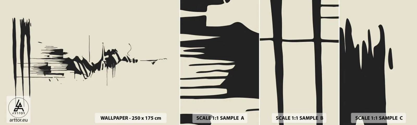 Échantillon de Papier Peint Autocollant Deluxe Sticker - Abstraction hâtive - Abstraction, Minimalisme, Morceau - 100x30 cm