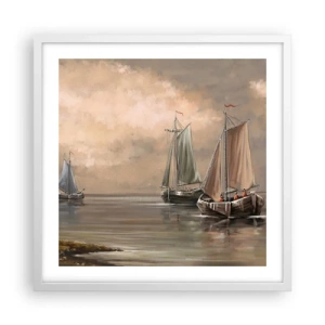 Affiche dans un cadre blanc - Poster - Le retour des marins - 50x50 cm