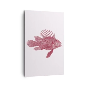 Impression sur toile - Image sur toile - Dessin d'un poisson dans une teinte rouge - 80x120cm - Un habitant des eaux exotiques - Décoration murale moderne pour le salon et la chambre ARTTOR