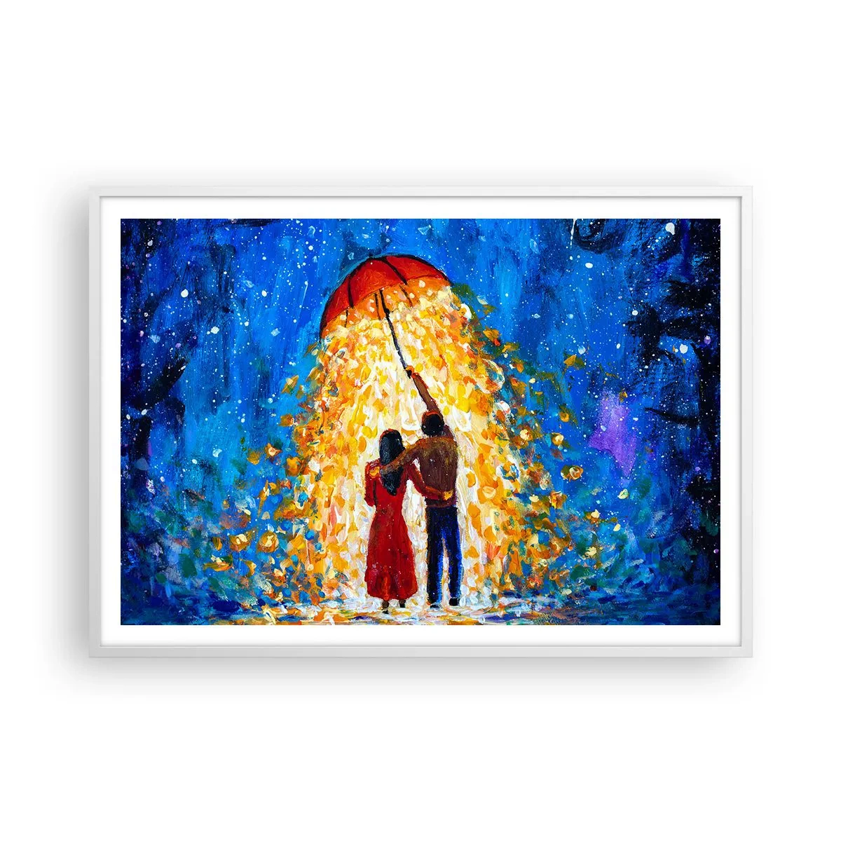 Affiche dans un cadre blanc - Poster - La magie d'une soirée pluvieuse ? - 100x70 cm