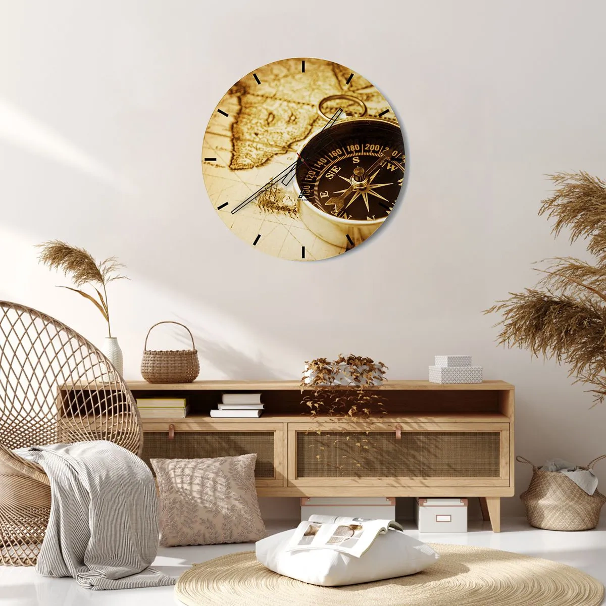 Horloge murale - Pendule murale - Est ou ouest? - 40x40 cm