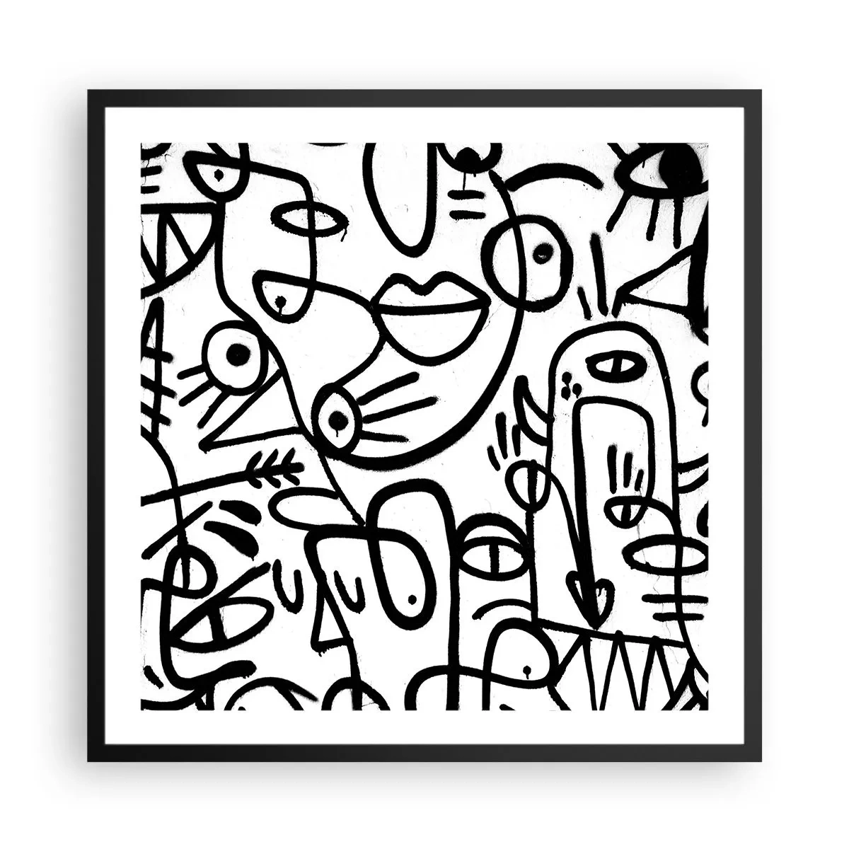 Affiche dans un cadre noir - Poster - Visages et mirages - 60x60 cm